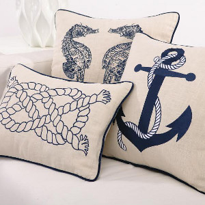 Nautical Embroidered Pillows