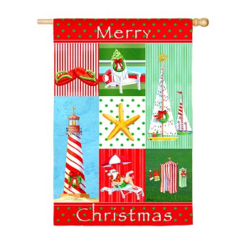 Coastal Christmas Collage Garden Flag 