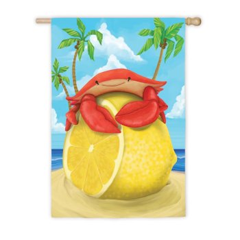 Lemon Crab Garden Flag 