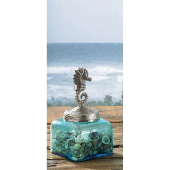 Coastal Sea Horse Glass Jar