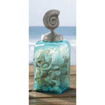 Coastal Nautilus Glass Jar 