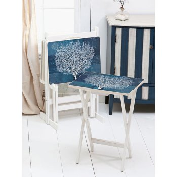 Set Of 4 Tv Trays With Stand, Sea Document