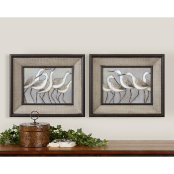 Shore Birds I, II, Framed Art Prints (set of 2)