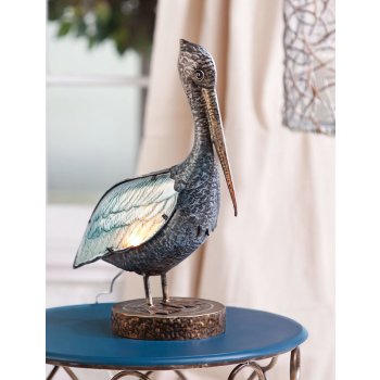 Glass and Metal Pelican Lamp
