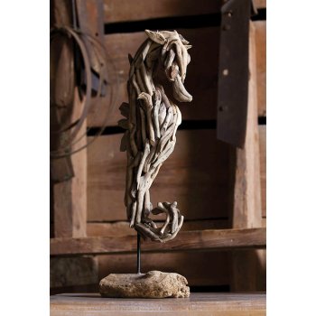 Driftwood Seahorse Sculpture on Stand
