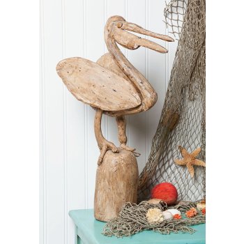 Recycled Carved Driftwood Wooden Pelican