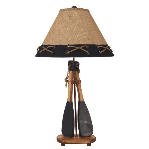 Stain/Navy 2-Boat Paddles w/ Rope Table Lamp
