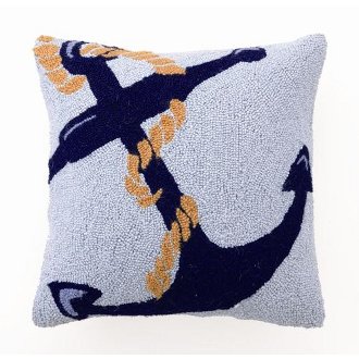 Blue Anchor Hook Pillow  