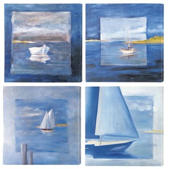Water's Edge Boat Grid Canvas Art