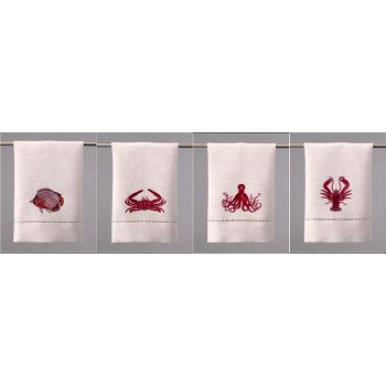 Coral SeaLife Guest Towels (set of 4)