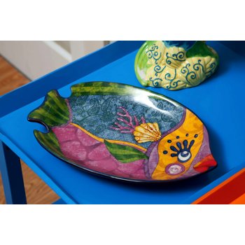 Funky Fish Ceramic Platters (set of 2)