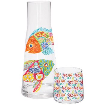 Glass Bedside Carafe, Funky Fish