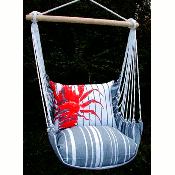 Gray Fabric Stripe Single Chair Swing Set