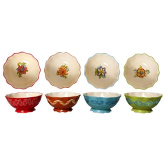 4 Assorted Madison's Garden Ceramic Handpainted Bowls
