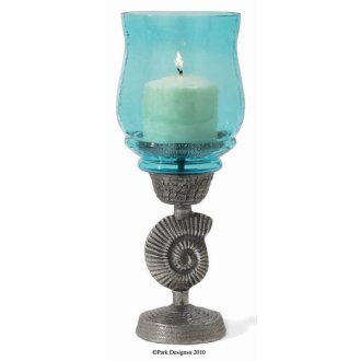 Nautilus Pedestal Candle Holder in Aqua
