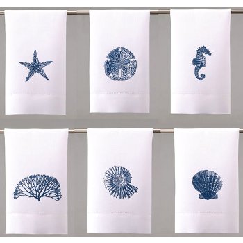 Sea Life in Blue Guest Towels (set of 6)