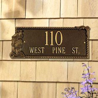 Seagull Rectangle Two Line Wall Address Plaques in Bronze and Gold