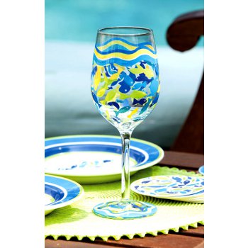 Simple Swimmers Handpainted Wine Glass - 12 oz. set of 4