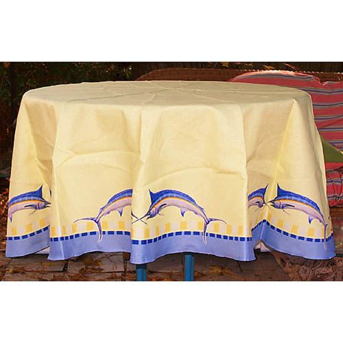 Blue Marlin Round Table Cloth
