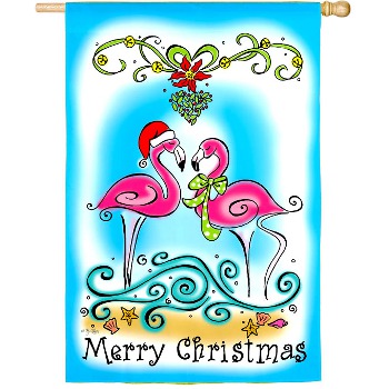Merry Christmas Flamingo Flag