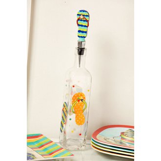 Glass Oil Bottle w/ Flip Flop Resin Stopper