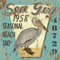 Sea Girt Beach Tag Wood Art 12x12