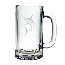 Marlin Pub Beer Mugs, 16Oz, Etched Glass Beer Mug Set
