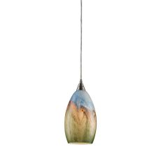 Geologic 1 Light Pendant In Satin Nickel And Multicolor Glass