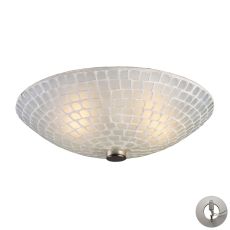 Fusion 2 Light Semi Flush In Satin Nickel And White Mosaic Glass - Includes Recessed Lighting Kit