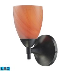 Celina 1 Light Led Sconce In Dark Rust And Sandy Glass