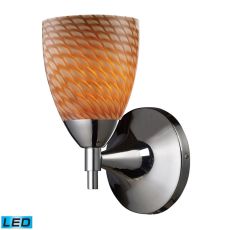 Celina 1 Light Led Sconce In Polished Chrome And Cocoa Glass