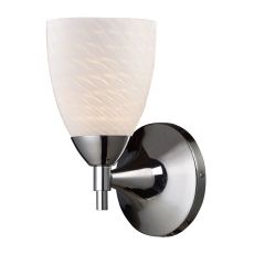 Celina 1 Light Sconce In Polished Chrome And White Swirl Glass