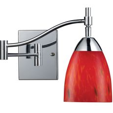 Celina 1 Light Swingarm Sconce In Polished Chrome And Fire Red