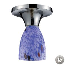 Celina 1 Light Semi Flush In Polished Chrome And Starburst Blue Glass - Includes Recessed Lighting Kit