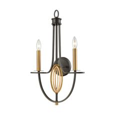 Dione 2 Light Wall Sconce In Oil Rubbed Bronze With Brushed Antique Brass Accents
