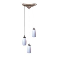 Milan 3 Light Pendant In Satin Nickel And Simply White Glass
