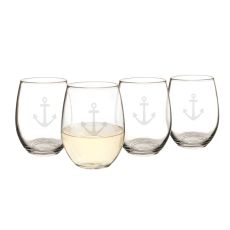 21 Oz. Stemless Anchor Wine Glasses (Set Of 4)