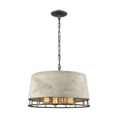 Brocca 4 Light Chandelier In Silverdust Iron With Concrete Shade