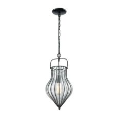 Adriano 1 Light Pendant In Gloss Black With Clear Blown Glass