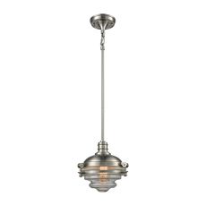 Riley 1 Light Pendant In Satin Nickel With Clear Glass