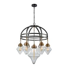 Gramercy 7 Light Chandelier In Oil Rubbed Bronze With Classic Brass Highlights And Clear Glass