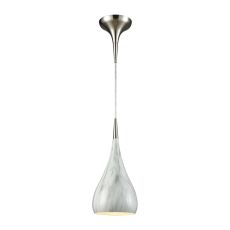 Lindsey 1 Light Pendant In Satin Nickel With Marble Print Shade