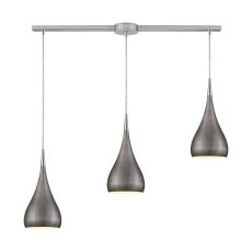 Lindsey 3 Light Linear Bar Fixture In Satin Nickel With Weathered Zinc Shade