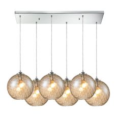 Watersphere 6 Light Pendant In Polished Chrome And Champagne Glass