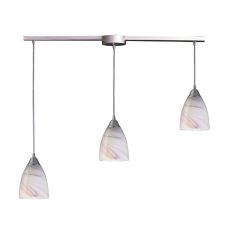 Pierra 3 Light Pendant In Satin Nickel And Creme Glass