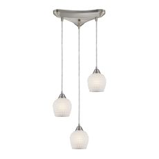 Fusion 3 Light Pendant In Satin Nickel And White Glass