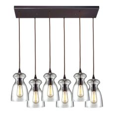 Menlow Park 6 Light Pendant In Polished Chrome And Clear Glass