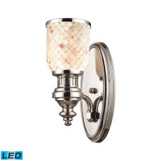 Chadwick 1 Light Led Wall Sconce In Polished Nickel And Cappa Shells