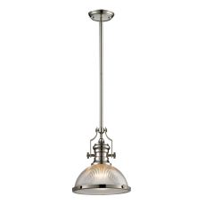 Chadwick 1 Light Pendant In Polished Nickel And Halophane Glass