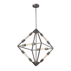 Laboratory 6 Light Chandelier In Weathered Zinc - Bulbs Included